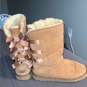 UGG Women's Tan Boots with Ribbon Detail